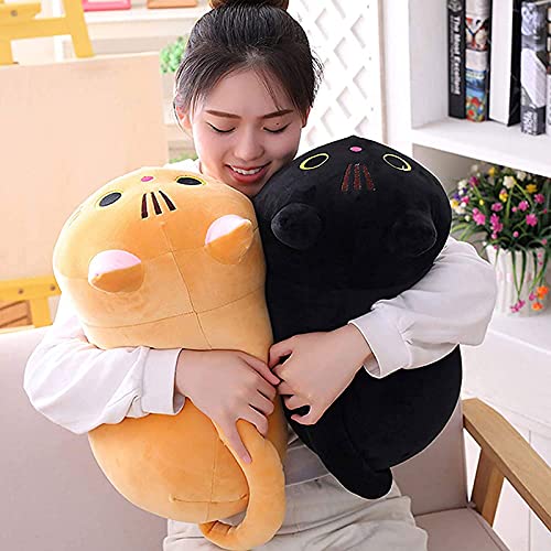 Hao-zhuokun Peluches de Felpa para Gatos,Lindas Almohadas de Juguete de Felpa de Gato Negro,Almohada Creativa Forma de Gato para Hora de Siesta de Oficina,Almohadas para muñecas de Animales