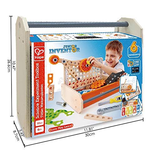 Hape- Banco de Trabajo inventos portátil, Color carbón, 30 x 8,7 x 26,6 cm (E3029)