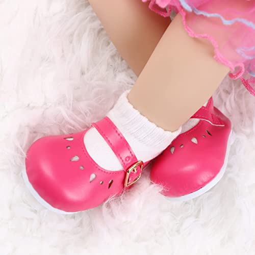 haveahug bebé Reborn muñeca 55 cm, Manos y pies de Vinilo de Silicona, Cuerpo Relleno de algodón, con Vestido, Zapatos y Osito, Juguete de Regalo para niños