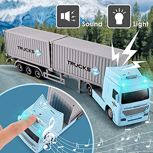 HERSITY Camión Contenedor Transporter Juguetes con Luces y Sonidos Coche de fricción Educativo Regalos para Niños Niñas de 3 4 5 6 Años