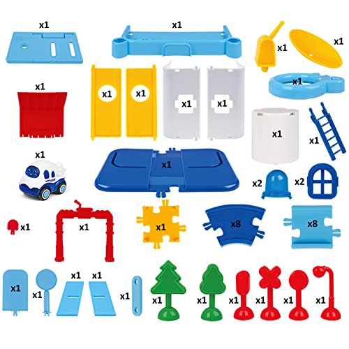 HORLIMER Pista de Coches Eléctrico para Niños, Carretera Juguete de Circuito Coches, 49 Piezas, Set de Juego para Bebe más de 3 Años, Regalo Navidad, Cumpleaños