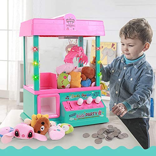 IW.HLMF Claw Machine Indoor Arcade Juegos Electrónicos con Luces Música Candy Toys Grabber Crane Reemplazar Broken One Todas Las Edades Claw Grab Machine Disponible en Tres Colores, Rosa