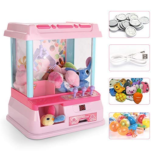 IW.HLMF Claw Machine Indoor Arcade Juegos Electrónicos con Luces Música Candy Toys Grabber Crane Reemplazar Broken One Todas Las Edades Claw Grab Machine Disponible en Tres Colores, Rosa