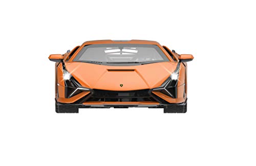 Jamara- Coche teledirigido Lamborghini Sián 2,4 GHz 1:14, con Licencia Oficial, hasta 1 Hora de Viaje, Aprox. 11 km/h, Detalles Perfectamente reproducidos, Interior detallado, Color Naranja (403127)