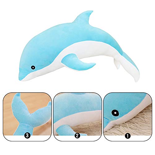 JAWSEU Delfín de Peluche de Juguete de Felpa, Lindo Suave Felpa Rellenó el Animal de Mar Juguetes for Niños Decoración del Dormitorio, Regalos de Cumpleaños, Gris 50CM