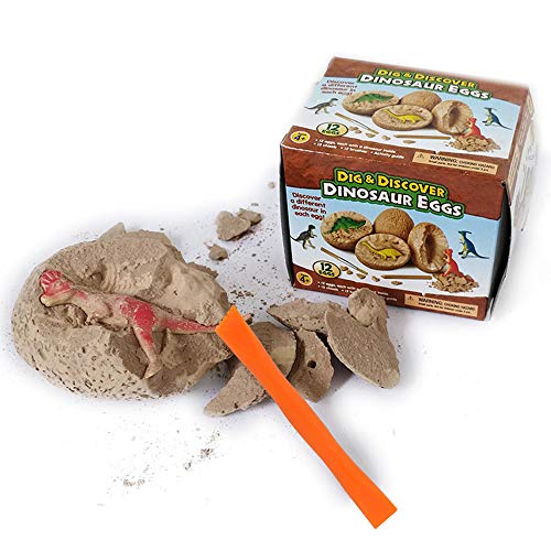 JoaSinc Huevos de Dinosaurio para niños, Kit de excavación de Huevos de Dinosaurio, 12 Huevos únicos de Dinosaurios, Juguetes educativos para Aprender Huevos de Dino, Regalos de para niños y niñas