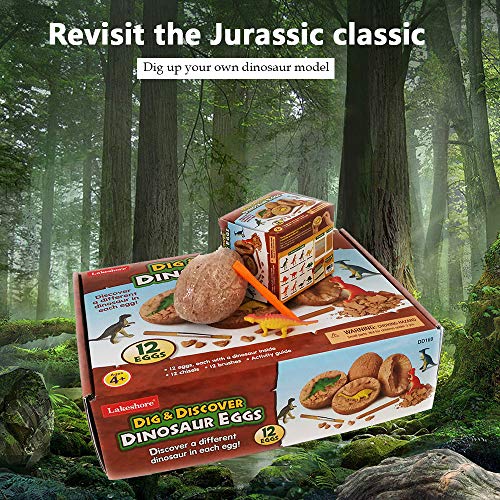 JoaSinc Huevos de Dinosaurio para niños, Kit de excavación de Huevos de Dinosaurio, 12 Huevos únicos de Dinosaurios, Juguetes educativos para Aprender Huevos de Dino, Regalos de para niños y niñas
