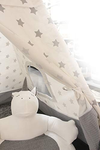 JOLAN - Tienda de campaña de juegos para habitación infantil y niña, bicolor gris y blanco, decoración de estrellas