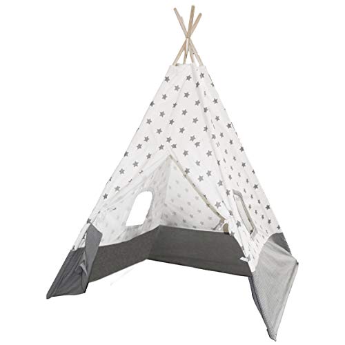 JOLAN - Tienda de campaña de juegos para habitación infantil y niña, bicolor gris y blanco, decoración de estrellas