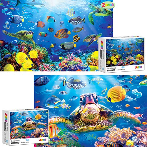 JOYIN Rompecabezas de Tortugas Marinas Gruesas y Duraderas para Niños y Adultos, 2 Paquetes 1000 Piezas.