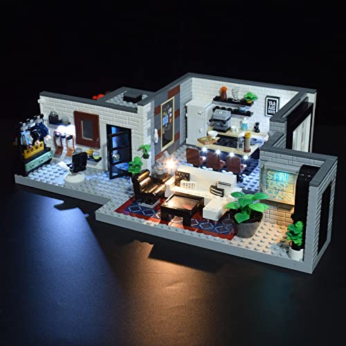 Juego de construcción de ingeniería para el hogar, arquitectura de casa con LED Litch, Queer Eye – Fantástico juego de construcción de 5 piezas compatible con Lego 10291 clásico con caja de pilas