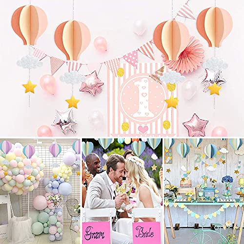 Kaimeilai 6 guirnaldas de papel con forma de globo aerostático en 3D con forma de estrella de nubes, adhesivos de pared para decoración de fiestas, baby shower, habitación infantil (6 colores)
