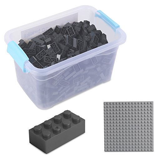 Katara Juego De 520 Ladrillos Creativos En Caja Con Placa De Construcción 100% Compatibles Con Lego Classic, Sluban, Papimax, Q-bricks, Gris Oscuro (1827) , color/modelo surtido