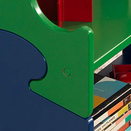 KidKraft - Estantería infantil de madera con diseño puzzle y 3 estantes, muebles para salas de juego y dormitorio de niños, multicolor (colores primarios) (14400)