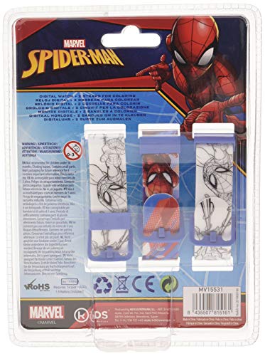 Kids Licensing |Reloj Digital Niños | Reloj Spiderman |Correas para Pintar |Reloj Infantil Resistente | Reloj de Pulsera Infantil Ajustable| Bisel Reforzado | Reloj de Aprendizaje | Licencia Oficial
