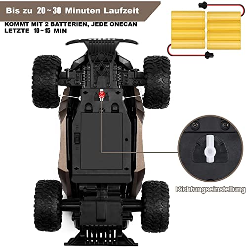 KINSAM Coche Teledirigido, 1/16 Coches Teledirigidos, 2.4GHz Coche Rc ,25km/h Coches Teledirigidos Para Niños y Adulto,Coches Rc Alta Velocidad Funcionando Durante Más de 30 minutos(2 Baterías)