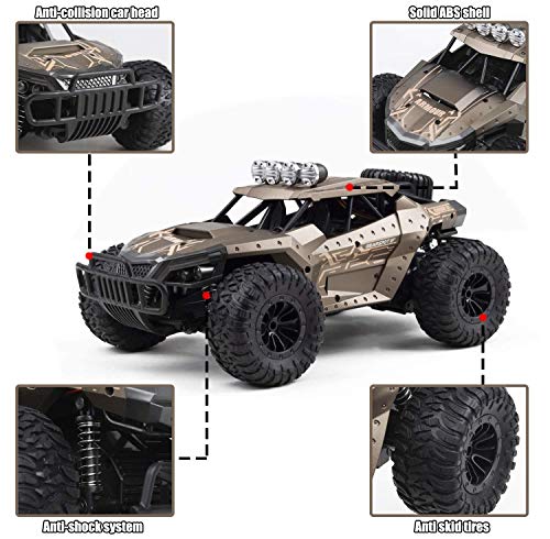 KINSAM Coche Teledirigido, 1/16 Coches Teledirigidos, 2.4GHz Coche Rc ,25km/h Coches Teledirigidos Para Niños y Adulto,Coches Rc Alta Velocidad Funcionando Durante Más de 30 minutos(2 Baterías)
