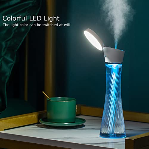 Les-Theresa Humidificador, Mini humidificador de 250 ml Humidificador de Coche Humidificador de Carga USB portátil inalámbrico con luz LED Colorida para Dormitorio de bebé, Oficina, Coche, Plantas