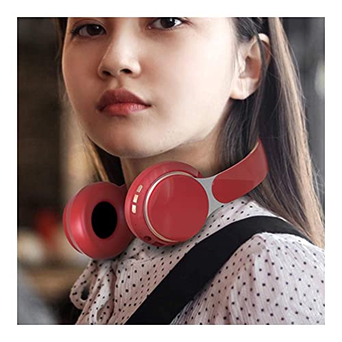 LIXBD Auriculares inalámbricos plegables para videojuegos inalámbricos para computadora de escritorio y deportes de correr (color rojo)