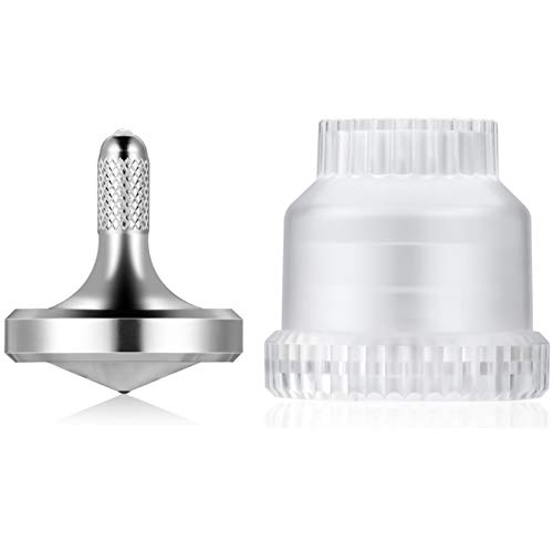 Loqatidis Peonza giratoria de Acero Inoxidable,Tiempo de Giro Superior a 7 Minutos,Juguetes de giroscopio de descompresión para Matar el Tiempo,Soporte rotación Invertida (M, Plata)