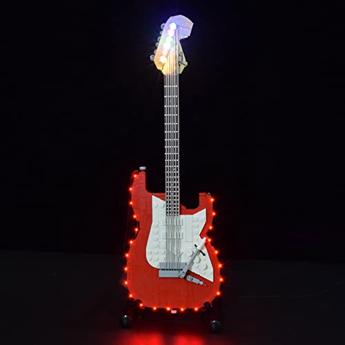 LOTFUN Juego de luces LED para guitarra eléctrica Stratocaster Lego 21329 (solo incluye LED, no el kit Lego) – Versión clásica