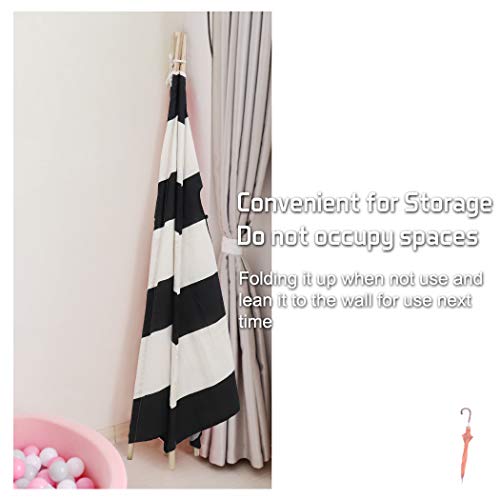 LUVODI Tipi Infantil Niño,Tienda Campaña Infantil Indios Tienda Tipi Infantil Plegable para Niña Regalo para Bebes con Ventanilla para Exterior Interior 120x120x160cm Color Rayas Blanco y Negro
