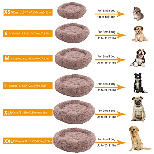 MARSPOWER Cama para Perros Cómoda Colcha para Abrazos de donas Cama Redonda para Mascotas Cama súper Suave Lavable para Perros y Gatos Accesorios para Mascotas - Café Ligero 70cm