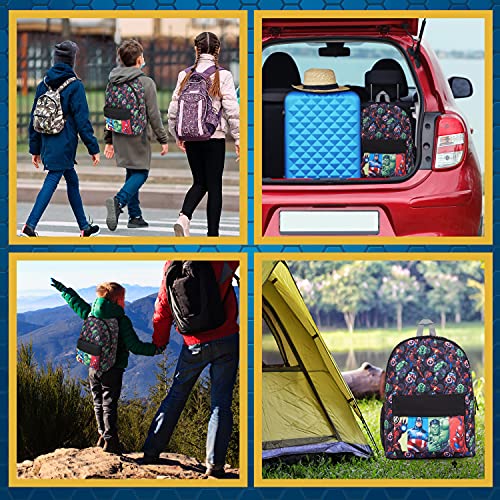 Marvel Mochilas Escolares De Los Vengadores, Mochilas Infantiles Para Niño De Los Superhéroes, Regalos Niños (Negro Aop)