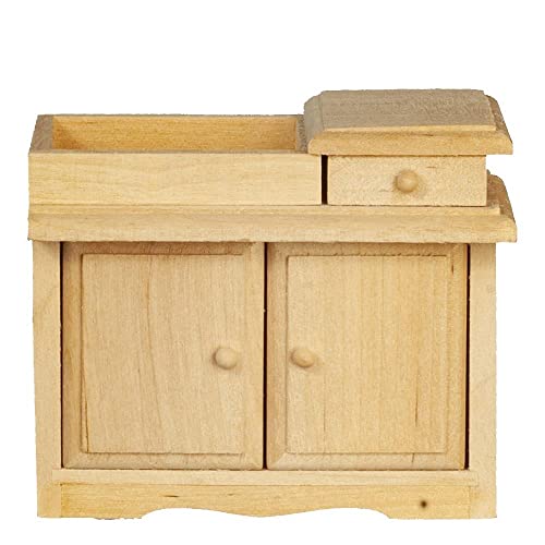 Melody Jane Dolls Houses Cambiador de madera desnuda para bebé, muebles de guardería inacabados en miniatura