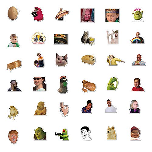 Meme Pegatinas para ordenador portátil (50 unidades), regalo para niños, adolescentes, adultos, jóvenes, impermeables, clásicas pegatinas para botellas de agua, monopatín, coche