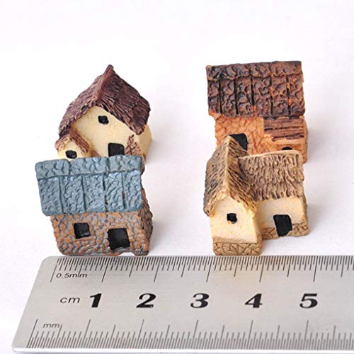 Mengonee 4pcs Kit Miniatura Hada del jardín de Piedra Casas Mini Cottage Casa Decor miniaturas Accesorios Jardinería Decoración