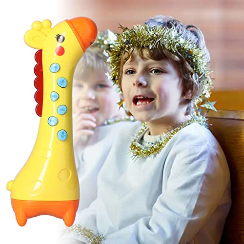 Micrófono de Juguete para Niños, Micrófono de Karaoke con Forma de Ciervo de Dibujos Animados para Niños de hasta 3 Años, Micrófono Inalámbrico Lindo, Altavoz, Cambiador de Voz, para(Amarillo)