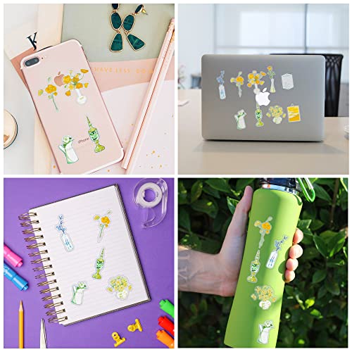 molshine 160Pcs PET Transparente Pegatinas Flores de Colores Plantas Calcomanías para Bullet Journal, Bricolaje, Planificador, Tarjetas, Manualidades, Álbumes de Recortes, Calendarios, Álbum