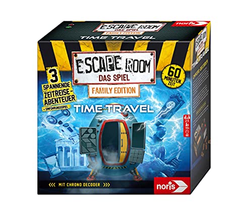 noris 606101968 Escape Room Time Travel (Family Edition) - Juego Familiar y de Sociedad para Adultos y niños, Incluye 3 Casos y descodificador de cronógrafo, a Partir de 10 años