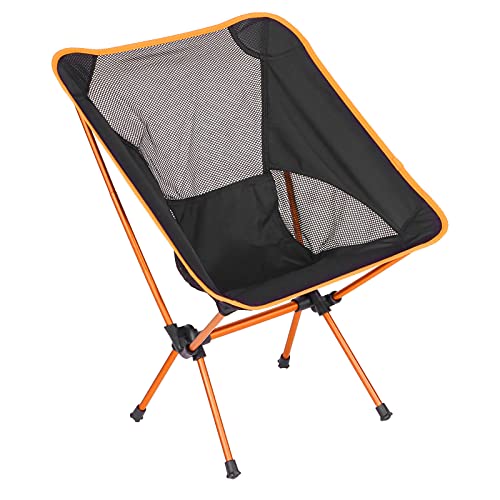 Onewer Silla de Camping Compacta, de Secado Rápido Y Fácil Almacenamiento Silla Portátil Estable con Bolsa de Almacenamiento para Barbacoa para Pescar para Acampar(Naranja)