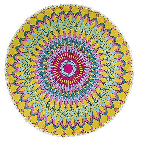 OOTB Out of the blue - Toalla de Playa, diseño de Mandala, Color Amarillo y Rosa