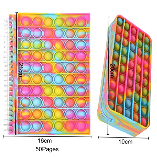 Ousyaah Pop Bubble Estuche Escolar Creativo, Bolsas de Lápiz y A5 Cuaderno de Notas con Diseño de Burbujas, Pop Bubble Sensory Fidget It Toy para Estudiante Niña Chico (B)