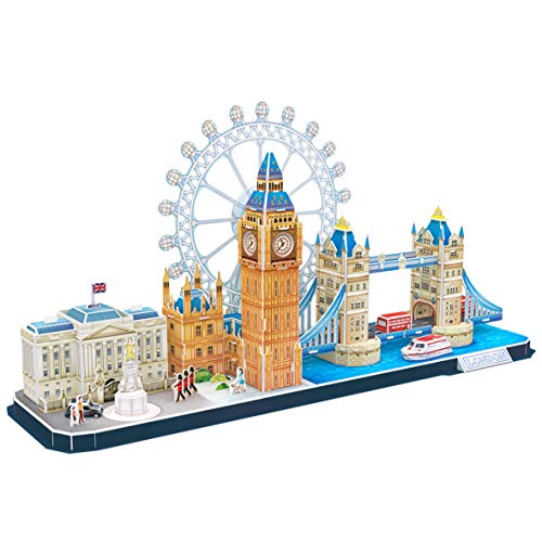 Party town- World Brands London, Puzzles para Adultos y Niños, Maquetas para Montar, Rompecabezas 3D, Regalos Divertidos, Cultura, Viajar Desde Casa, Multicolor (CubicFun MC253H)