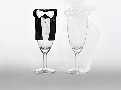 PartyDeco uk-karton – Juego de 2 piezas para cubrir las copas - Forma de vestidos de novios