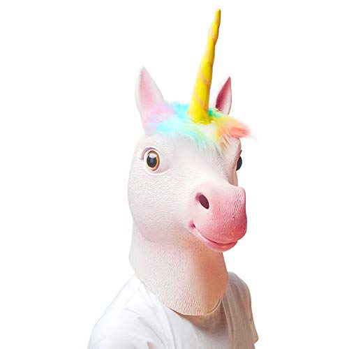 PartyHop Máscara de Unicornio Máscaras de Cabeza de Animal de Látex Realistas para Halloween Desfile de Carnaval Fiesta de Disfraces