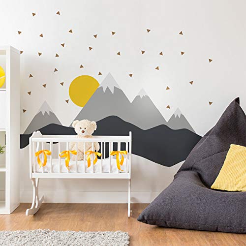 Pegatinas de pared para niños, decoración de habitación infantil, pegatinas de pared, diseño escandinavo de montaña escandinava, 80 x 180 cm