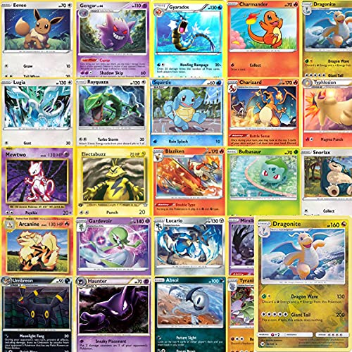 Pokemon Random Mix Top 100 Populares, 20 Cards + 1 Reverse Holo, Cartas en Varios Idiomas
