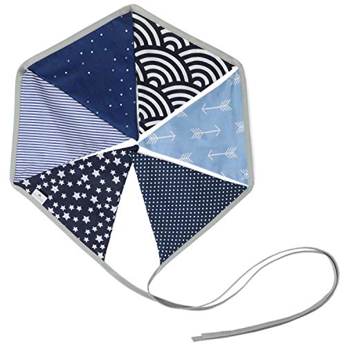 PREMYO Banderines de Tela Infantiles - Guirnaldas Decoración Habitación Bebé Niño - Triángulos Colores Azul