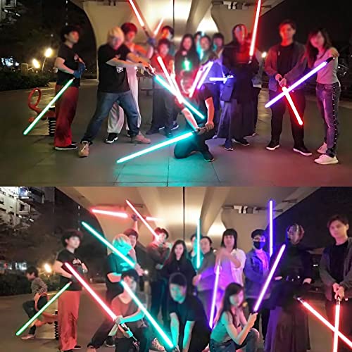 QYHSS Sables luz RGB Cosplay Recargables,sables luz RGB 11 Colores con empuñadura Aluminio y Metal,Sable luz para Adultos,cumpleaños,Regalos Navidad,reuniones grupales Halloween,Fiestas,conciertos