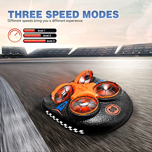 RC Mini Drone Hovercraft para Niños 3 en 1 de Mar Tierra Aire 3D Rollos 30164