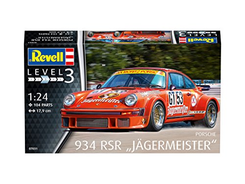 Revell Maqueta Porsche 934 RSR Jägermeister, Kit Modelo, Escala 1:24 (07031), Color Orange, 17,9 cm de Largo