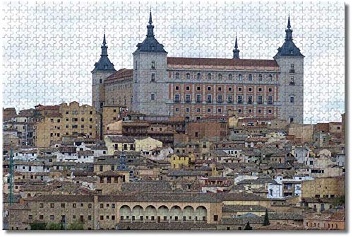 Rompecabezas para adultos y niños de España Castillo del Alcázar de Toledo 1000 piezas Puzzle de madera Recuerdos especiales de viaje (compra 1000 piezas de rompecabezas y consigue 300 piezas gratis)