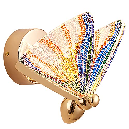 Ruinaza Cálido y romántico Mariposa Aplique de Pared Pasillo Luz de Lectura Lámpara de Pared nórdica Luz de Pared Simple y Moderna Dormitorio Lámpara de Pared de Noche Iluminación