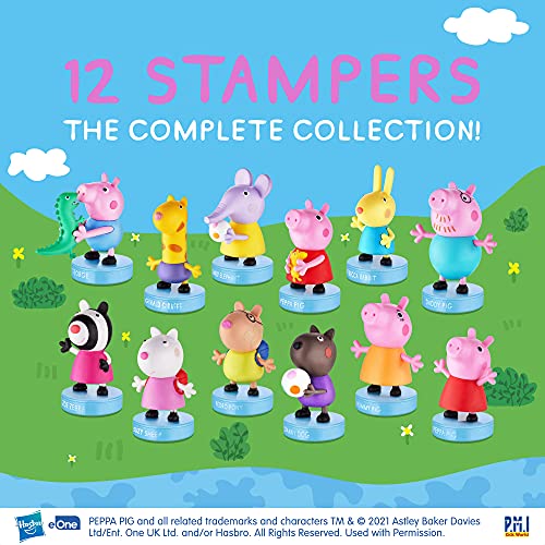 Sellos de Peppa Pig para niños |Colección completa-12 Juguetes de Peppa Pig en 1 Caja de Lujo | Personajes de Peppa Pig | Juguetes para niños y artículos para Fiestas de Peppa Pig |por P.M.I.