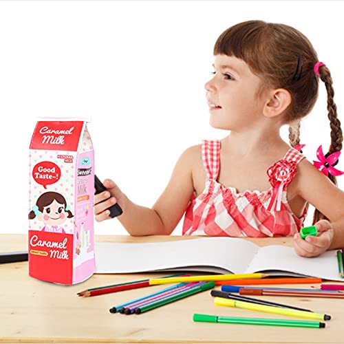 Sheey Estuche Creativo para Lápices con Forma de Cartón de Leche, Caja de Almacenamiento de Lápiz Lindo Dibujos Animados, Papelería Estudiantes, Aprender Trabaja Colegio Temporada Escolar